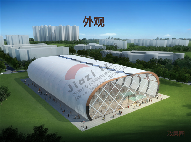 钢木结构球馆效果图